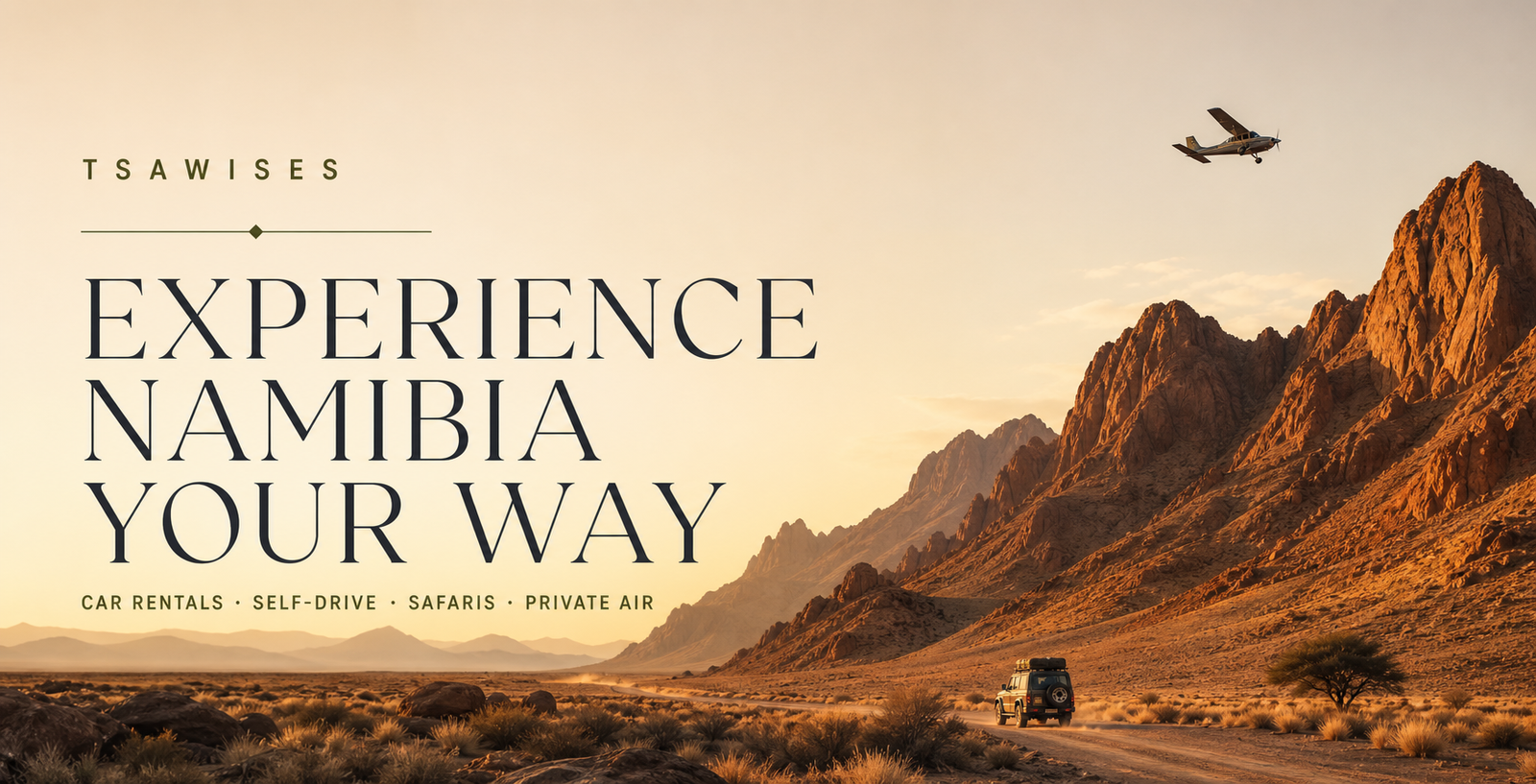 Tsawises — Experience Namibia your way, with a 4x4 and light aircraft in a mountain landscape.